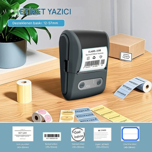 Mpı P1 Termal Yazıcı Etiket Yazıcısı Kablosuz Mini Taşınabilir Bluetooth, USB Şarjlı, Android, iOS - 5