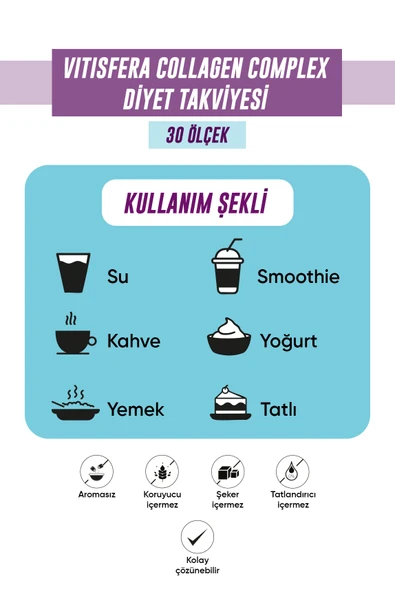 Collagen %100 Saf, Doğal Tip I-III Çift Hidrolize Kolajen Peptitleri + trans Resveratrol - Resim 2