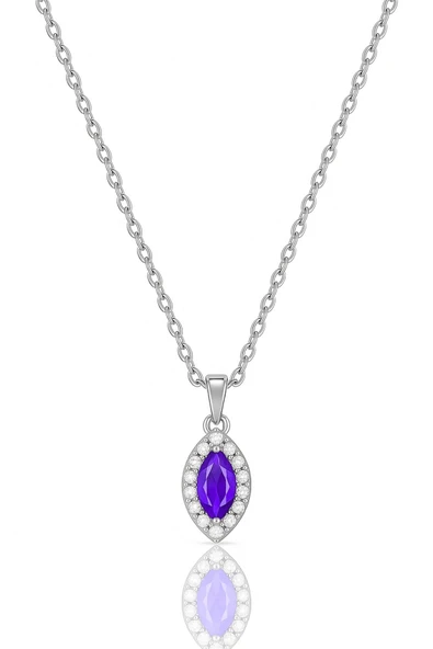 Minera Serisi 925 Ayar Gümüş Pırlanta Modeli Zirkon Taşlı Mekik Kolye - 5