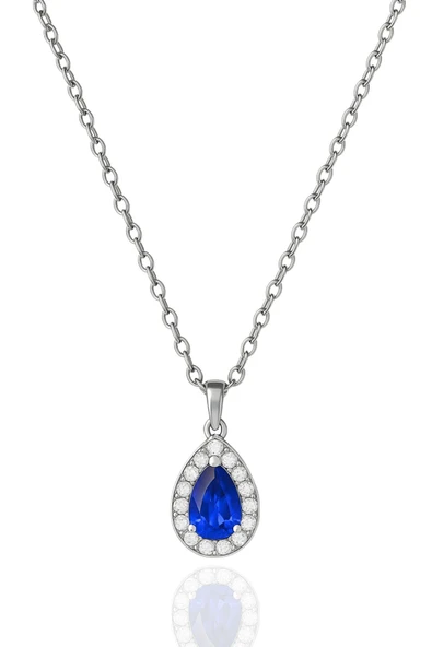 Minera Serisi 925 Ayar Gümüş Pırlanta Modeli Zirkon Taşlı Damla Kolye - Resim 7