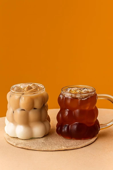 Boncuk Şekli Isıya Dayanıklı Borosilikat Cam Kulplu Bardak Pinterest Kahve,Meşrubat,Bardağı - Resim 3