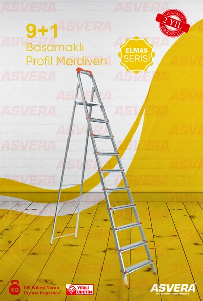 ASVERA 9+1 Basamaklı Profil Merdiven – Güvenli, Dayanıklı, Ev & Bahçe Kullanımı İçin ürün görseli
