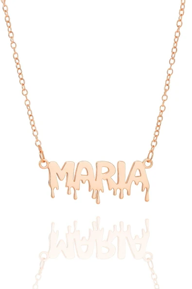 Yeni Yıl Halloween Damlayan Yazı Stili 925 Ayar İsimli Gümüş Kolye - Resim 4