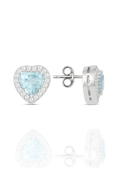 Minera Serisi 925 Ayar Gümüş Pırlanta Modeli Zirkon Taşlı Kalp Küpe - 8