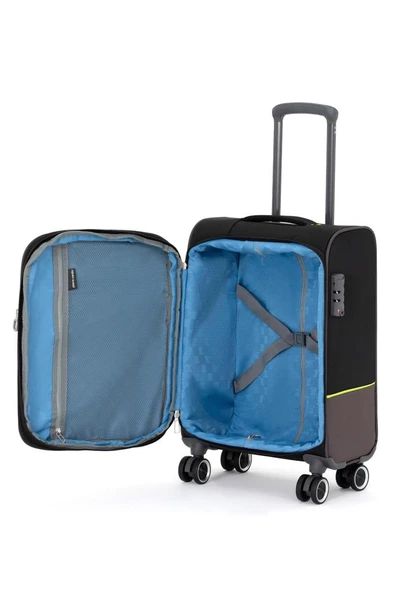 Pierre Cardin Ultra Light Hafif Lüx Kumaş Kabin Boy Valiz Siyah 04PC8200 - Resim 4