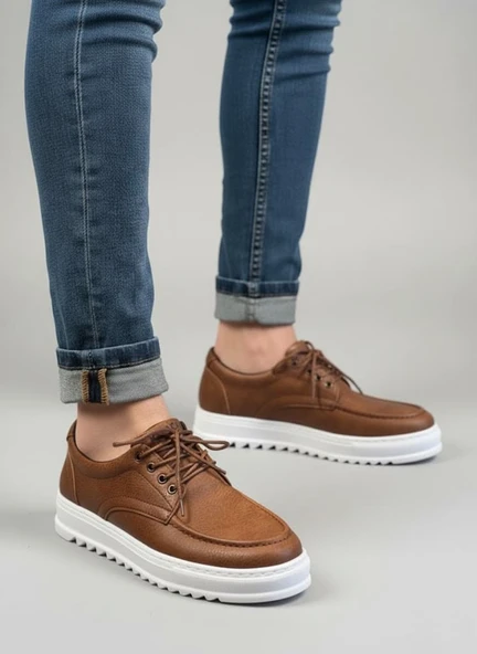 JET-T12x Arts Bağcıklı Cilt Erkek Günlük Spor Klasik Ayakkabı CBT - Taba ürün görseli