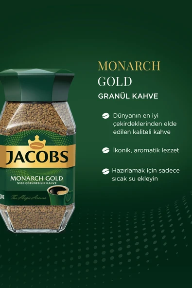 Jacobs Monarch Gold Cam Kavanoz Granül Kahve 100 gr X 3 Adet - Resim 2