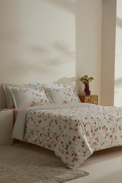 Lilian %100 Pamuk 120 Tel Çift Kişilik Saten Nevresim Takımı - Resim 7