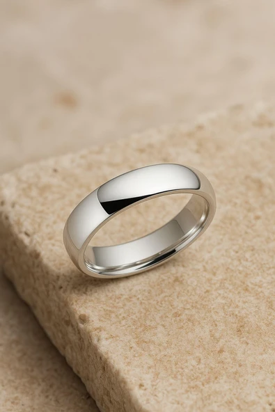 3 Mm Sade Bombeli Gümüş Alyans Söz Nişan Yüzüğü 925 Ayar Yüzük 1 Adet - 2