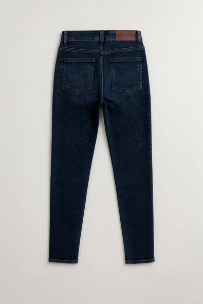 Kadın Skinny Fit Likralı İndigo Jean Pantolon - Resim 3