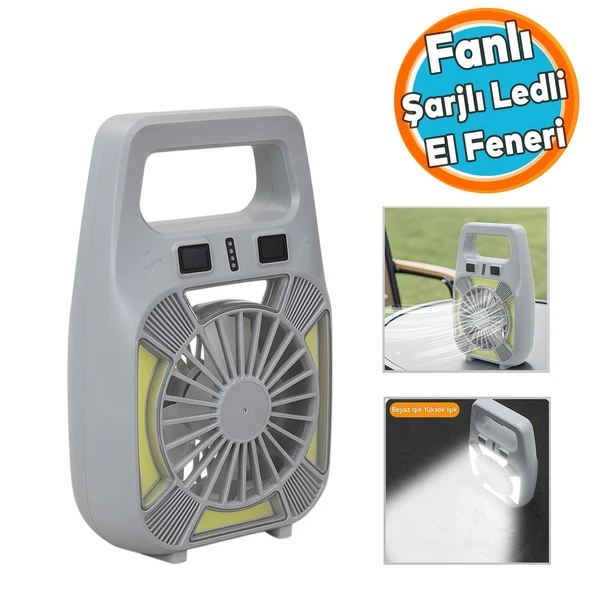 Fanlı Şarjlı LED Kamp Lambası 4 Kademe Aydınlatma | Suya Dayanıklı Type-C Girişli Taşınabilir Işık ürün görseli