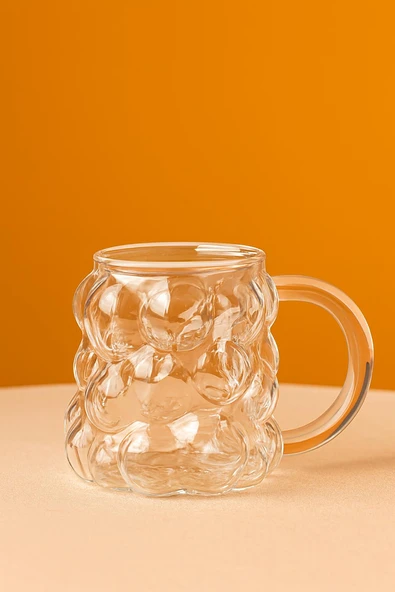 Boncuk Şekli Isıya Dayanıklı Borosilikat Cam Kulplu Bardak Pinterest Kahve,Meşrubat,Bardağı - Resim 2