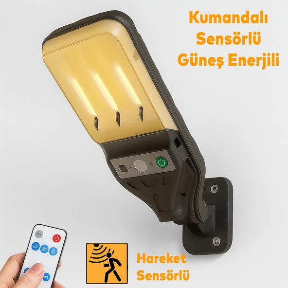 Hareket Sensörlü Kumandalı Duvar Lambası Aplik Plastik Sokak Bahçe İç Dış Aydınlatma Armatürü IP54 ürün görseli 1