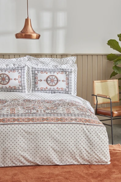 Aprika %100 Pamuk Tek Kişilik Nevresim Takımı Kiremit - Resim 6