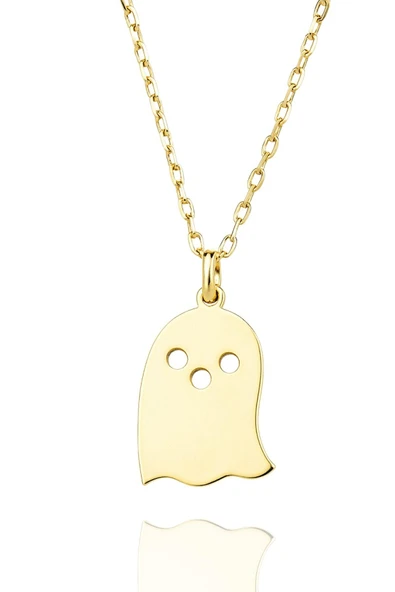 Yeni Yıl Halloween Hayalet 925 Ayar Gümüş Kolye - 3