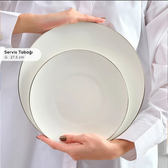 Karaca Fine Pearl Extra Chanak 55 Parça 12 Kişilik Yemek Takımı Platin - Resim 7