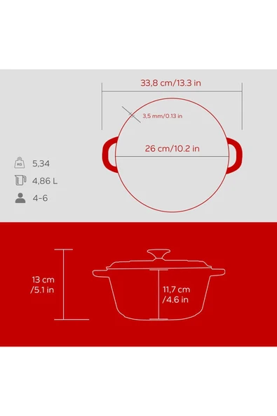 LAVA DÖKÜM YUVARLAK TENCERE DÖKÜM DEMİR KAPAK NEW HERİTAGE SERİSİ ÇAP(Ø)26CM. - 6