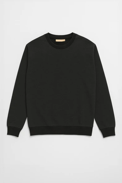 Erkek Bisiklet Yaka Düz Antrasit Sweatshirt - Resim 2