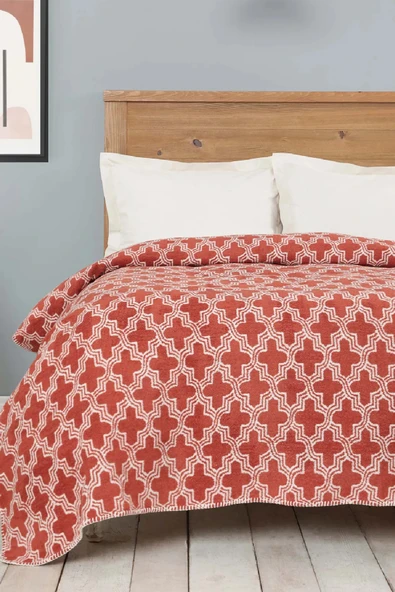 Benita Terracotta Çift Kişilik Pamuk Battaniye ürün görseli