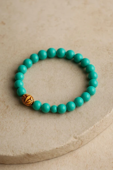 8 mm Cam Taşlı Boncuk Kadın Erkek Bileklik Elastik İpli - 11