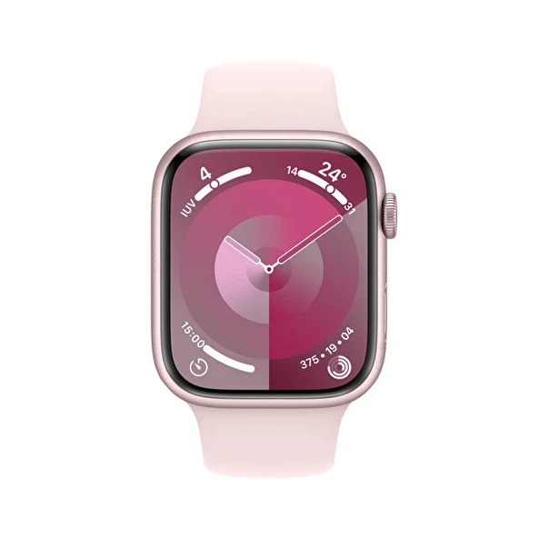 Apple Watch Seri 9 Gps 45MM Pembe Alüminyum Kasa Spor Kordon - M/l MR9H3TU/A
