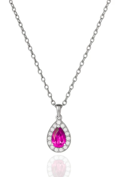 Minera Serisi 925 Ayar Gümüş Pırlanta Modeli Zirkon Taşlı Damla Kolye ürün görseli