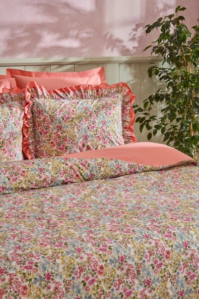 Alice %100 Pamuk Çift Kişilik Nevresim Takımı Somon - Resim 6