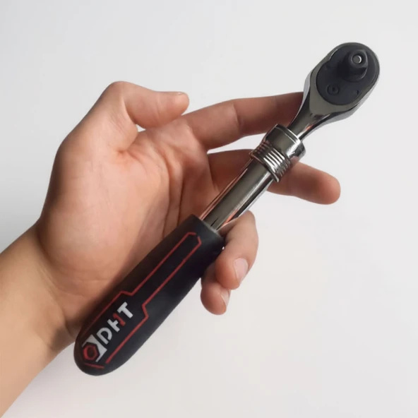 Uzatmalı Cırcır Kolu 72 Diş 3/8" Profesyonel Lokma Kol Uzatma Mekanizmalı Dayanıklı El Aleti - 4