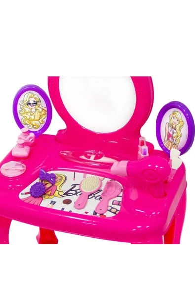 DOLU BARBİE AYAKLI MAKYAJ MASASI VE SANDALYE SETİ - 2
