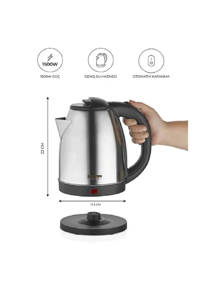 LORENZO FRESH SU ISITICISI İNOX 1,8 LT KETTLE - 2