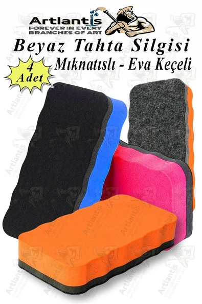 Mıknatıslı Yazı Tahta Silgisi Eva 4 Adet Beyaz Yazı Tahtası Silgisi Manyetik Kaliteli Keçe Uçlu Eva Okul Sınıf Ofis Kuru