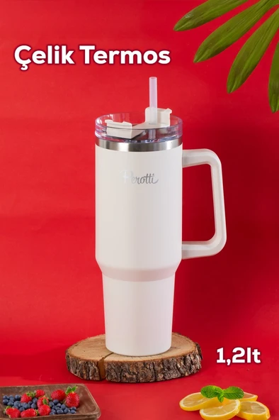 Perotti 17237 Colte V2 Paslanmaz Çelik Termos Bardak 1,2 Lt Beyaz