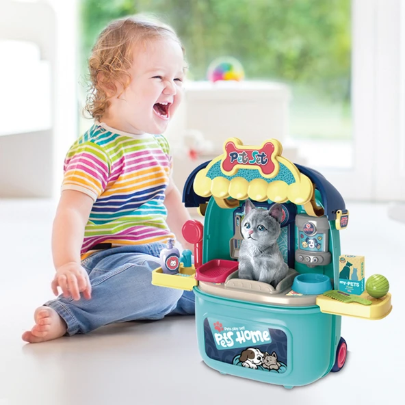 Ogi Mogi Toys Evcil Hayvan Oyun Seti Tekerlekli Çekçekli Sırt Çantası - Resim 4