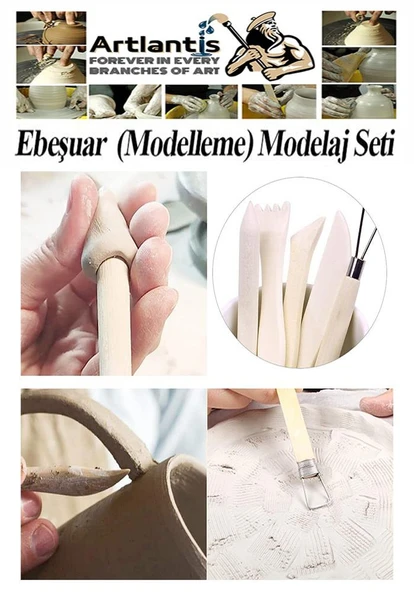Beyaz Seramik Hamuru 5 li Ahşap Ebeşuar Seti 1 Paket 2 Adet 500gr Beyaz Seramik Hamuru Beyaz Kil Çamuru Modelleme Çamuru - 2