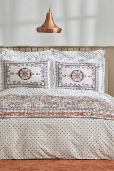 Aprika %100 Pamuk Tek Kişilik Nevresim Takımı Kiremit - Resim 7