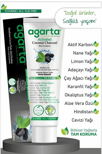 Agarta Doğal Aktif Karbonlu Diş Macunu 100 ml - Resim 2