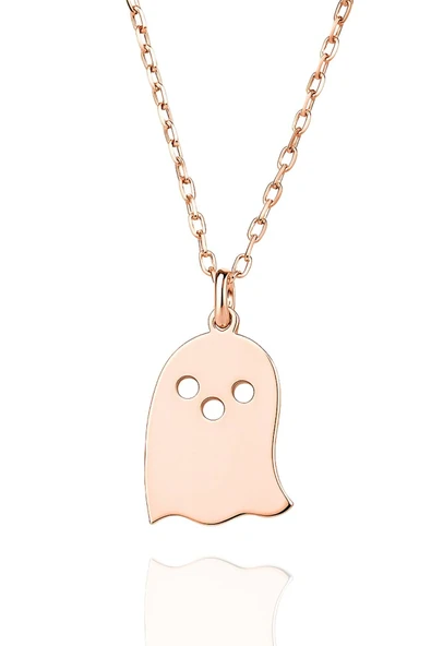 Yeni Yıl Halloween Hayalet 925 Ayar Gümüş Kolye - 4