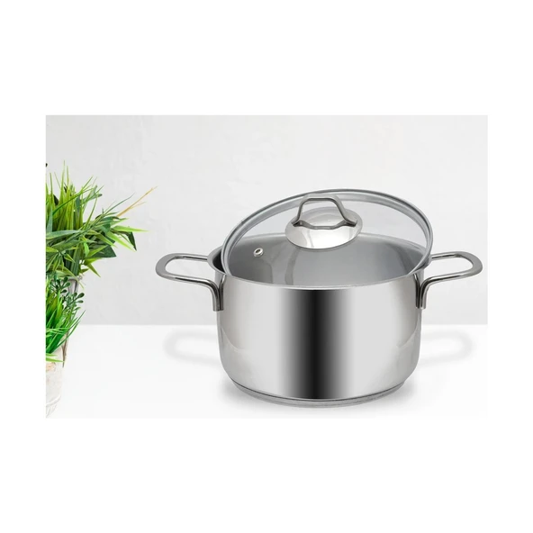 GÜLSAN MEGA İNOX 24CM DERİN TENCERE CAM KAPAK - Resim 2