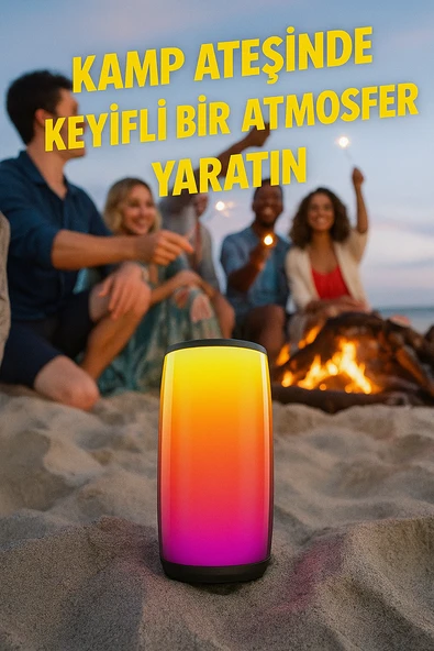 RGB Işıklı Kablosuz Bluetooth Hoparlör 10W Güç, Hafıza Kartı ve AUX Girişli, Taşınabilir Parti Hoparlörü - 3