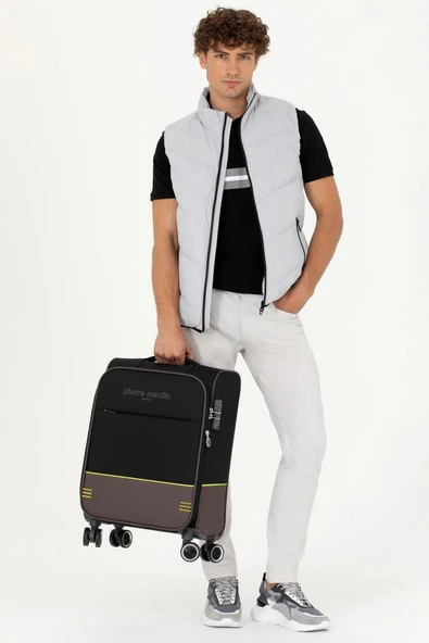 Pierre Cardin Ultra Light Hafif Lüx Kumaş Kabin Boy Valiz Siyah 04PC8200 - Resim 6
