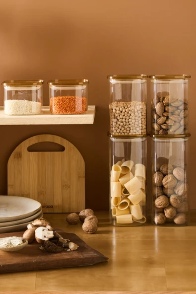 Deren Silikonlu Kapak 6'lı Cam Saklama Kabı Kare - Resim 3