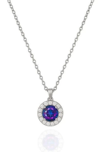 Minera Serisi 925 Ayar Gümüş Pırlanta Modeli Zirkon Taşlı Yuvarlak Kolye - Resim 4