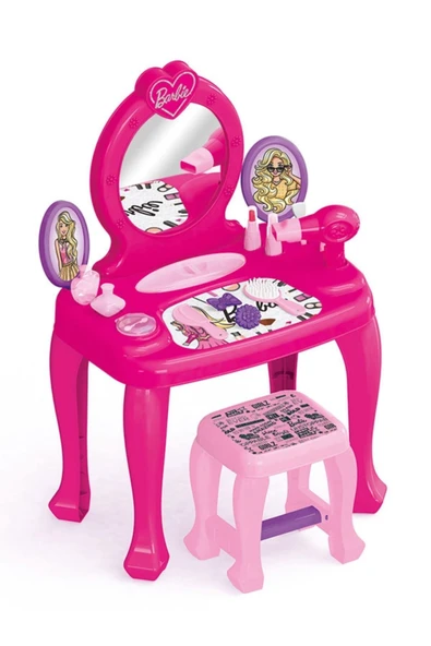DOLU BARBİE AYAKLI MAKYAJ MASASI VE SANDALYE SETİ