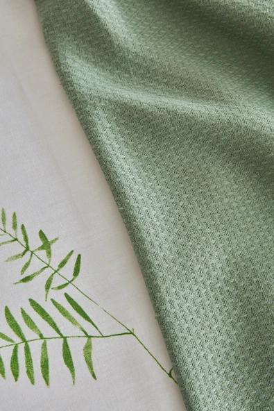 Herbal %100 Pamuk Çift Kişilik Nevresim Pike Set Beyaz - Resim 2