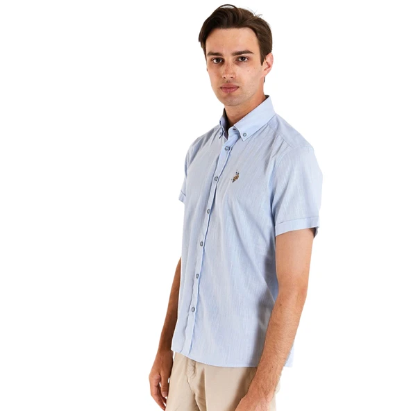 Pamuklu Regular Fit Kısa Kollu Gömlek Erkek GÖMLEK G081GL0041829502 - Resim 3