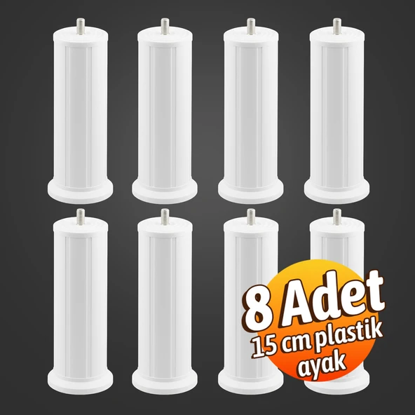 Keson 8 Adet 15 cm Beyaz Plastik Mobilya Baza Tv Ünitesi Yükseltme Ayağı Robot Süpürge Uyumlu - Resim 3