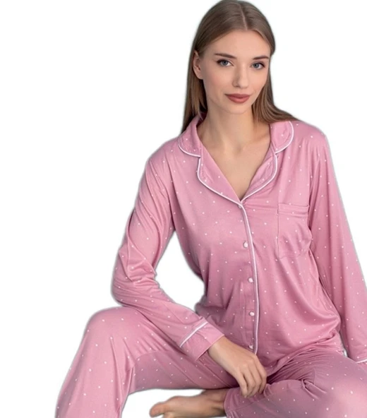 Luna Serena Uzun Kollu Kadın Pijama Takımı Tam Kalıp Soft Kumaş S/2XL - Resim 2