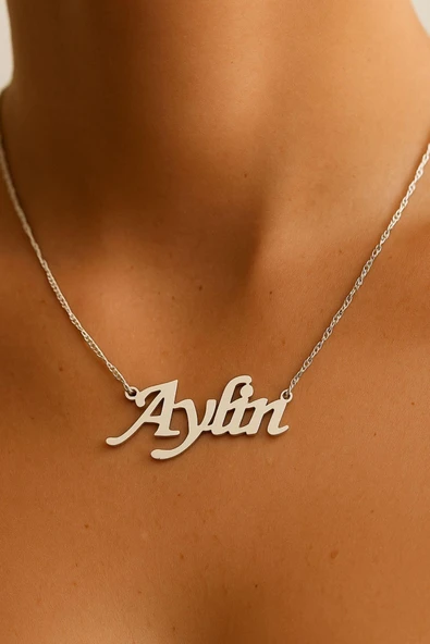 Singapur Zincirli İsimli Gümüş Kolye 925 Ayar Gümüş - 5