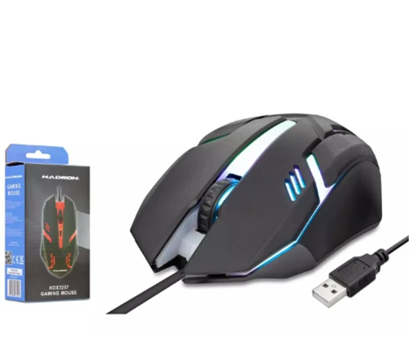 Hadron Hdx3257 Kablolu Oyuncu Mouse Rgb 800-1600 Dpi 140Cm Siyah ürün görseli
