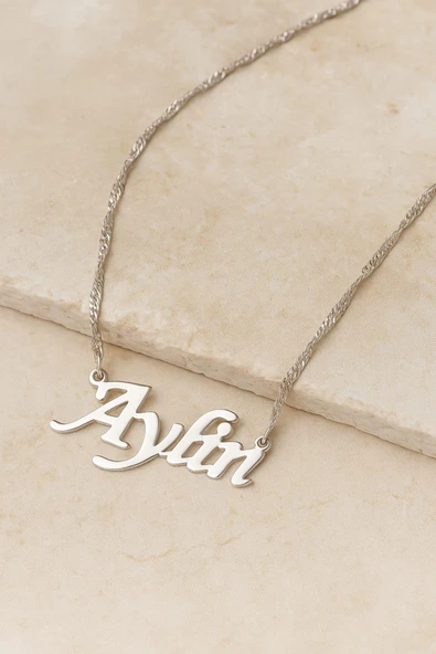 Singapur Zincirli İsimli Gümüş Kolye 925 Ayar Gümüş - 7